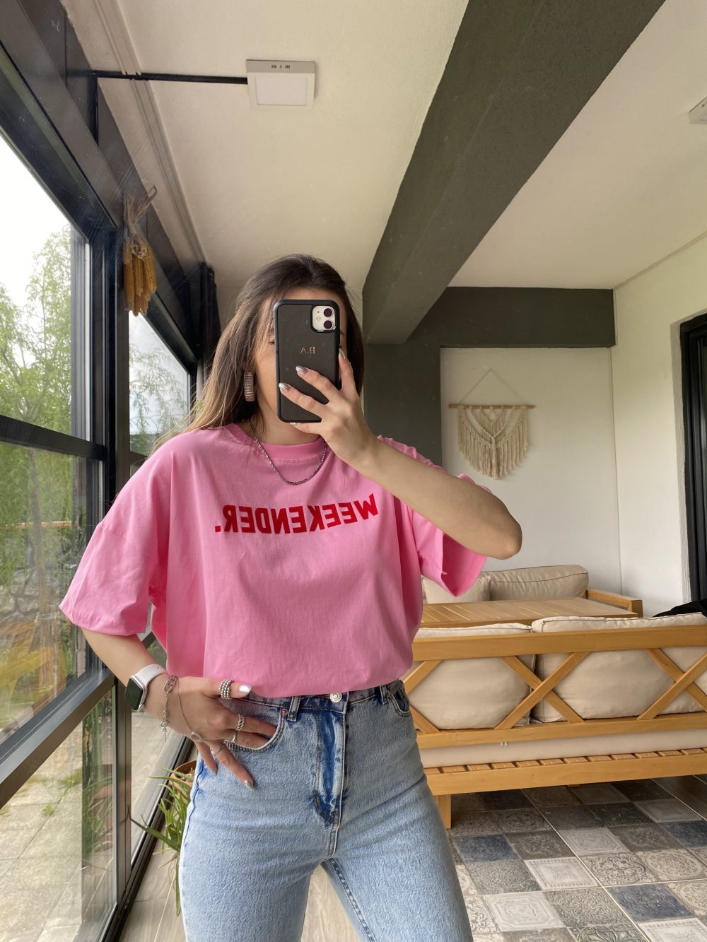 KIRMIZI WEEKENDER BASKILI TİŞÖRT