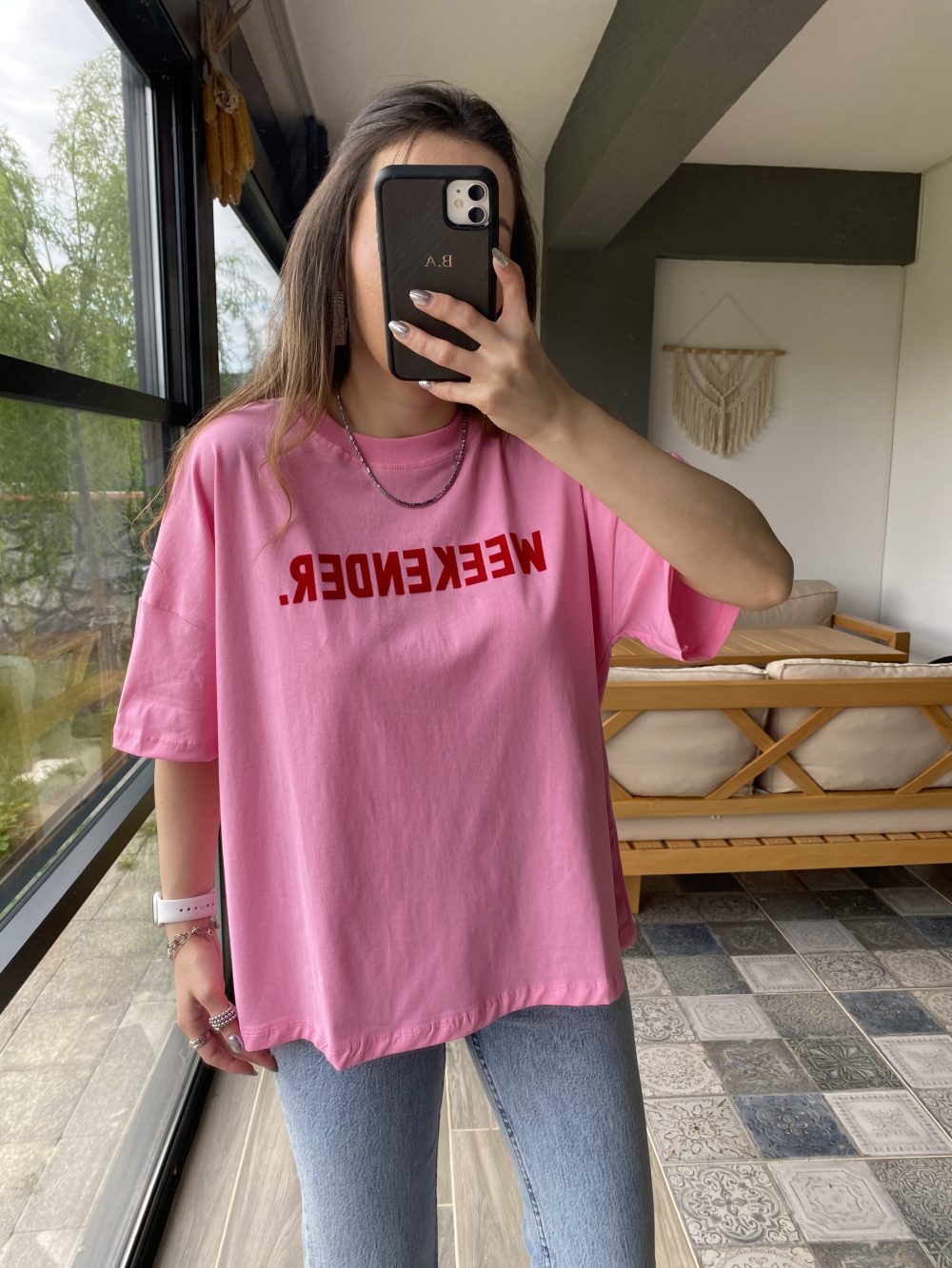 KIRMIZI WEEKENDER BASKILI TİŞÖRT - Görsel 3