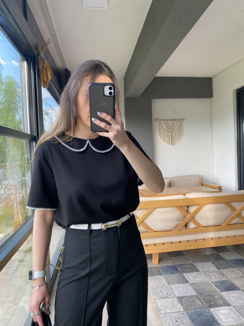 VİNTAGE BEBE YAKA TİŞÖRT SİYAH