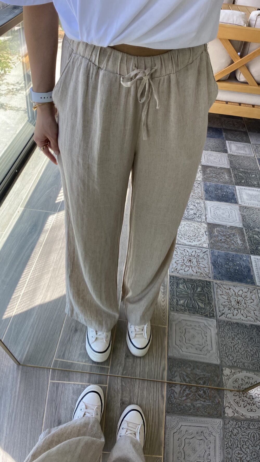 %100 KETEN PANTOLON TAŞ - Görsel 3