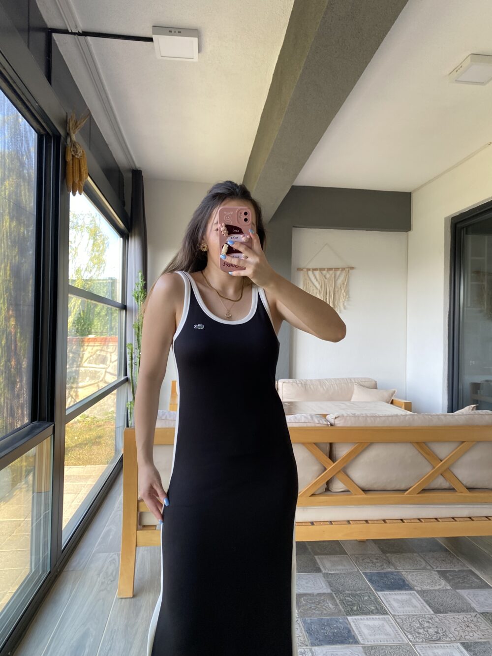 Siyah Ekru Biyeli Yan Yırtmaçlı Marka Model Elbise - Görsel 2