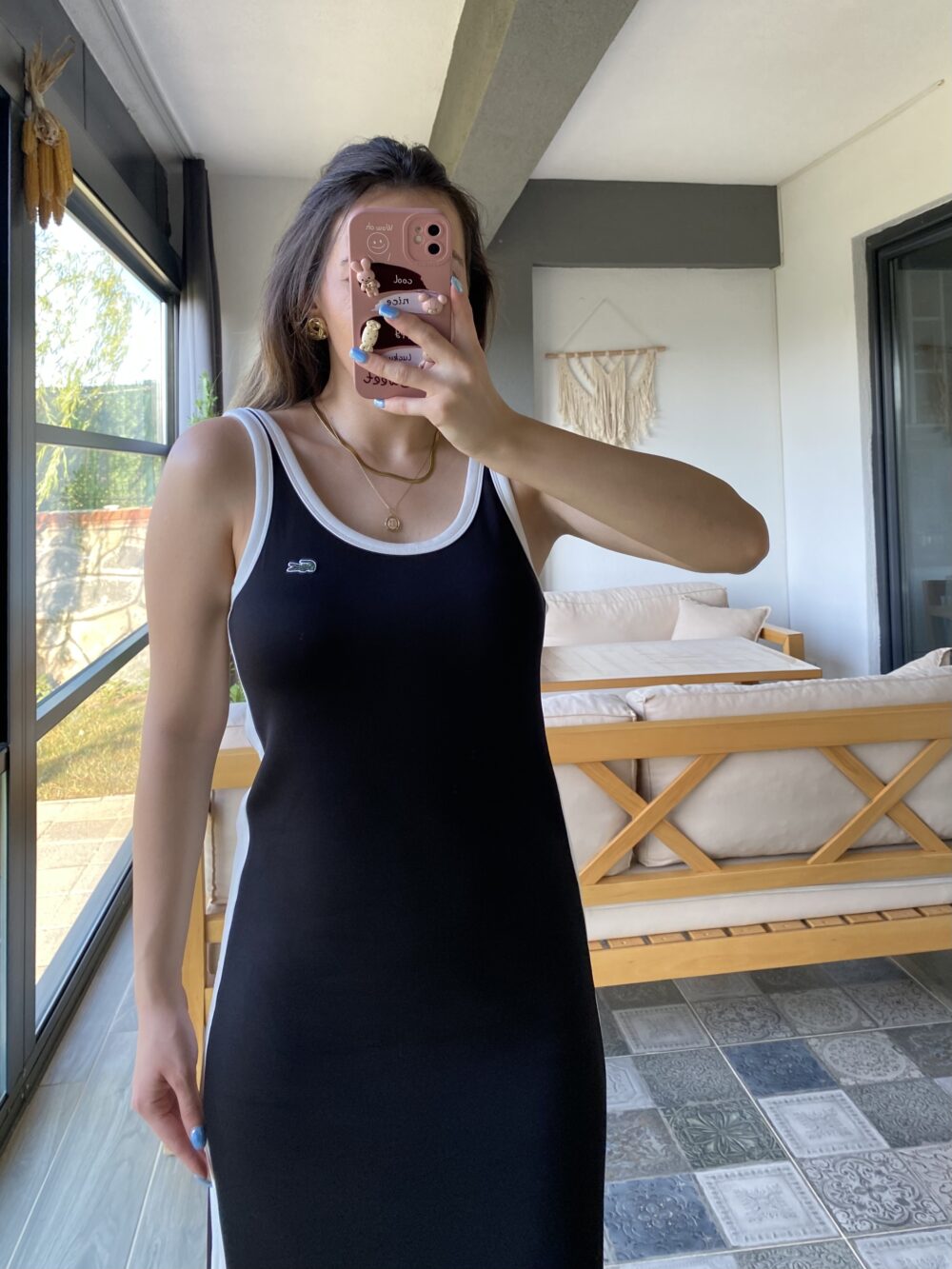 Siyah Ekru Biyeli Yan Yırtmaçlı Marka Model Elbise - Görsel 4