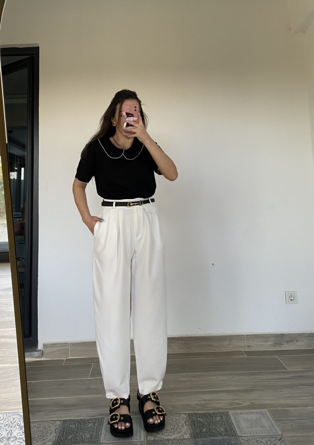 Premium Beyaz Paça Düğmeli Şalvar Pantolon