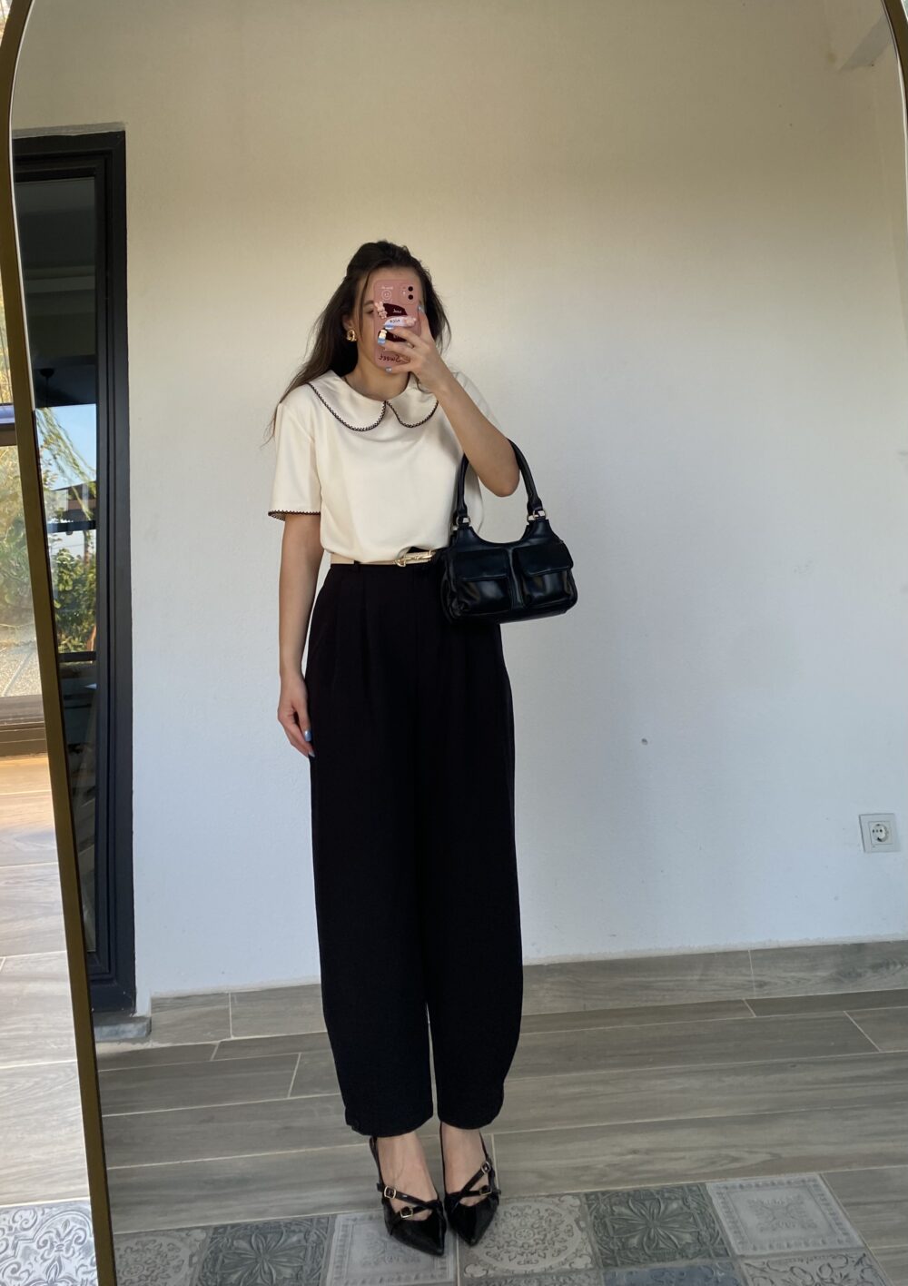 Premium Siyah Paça Düğmeli Şalvar Pantolon - Görsel 2