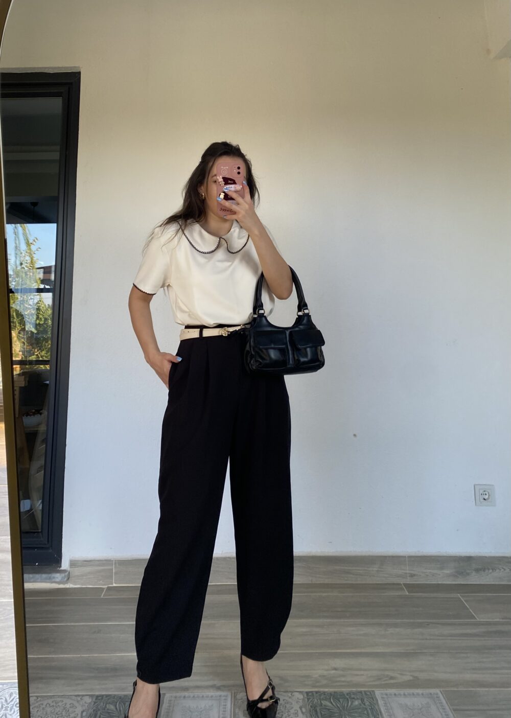 Premium Siyah Paça Düğmeli Şalvar Pantolon - Görsel 4