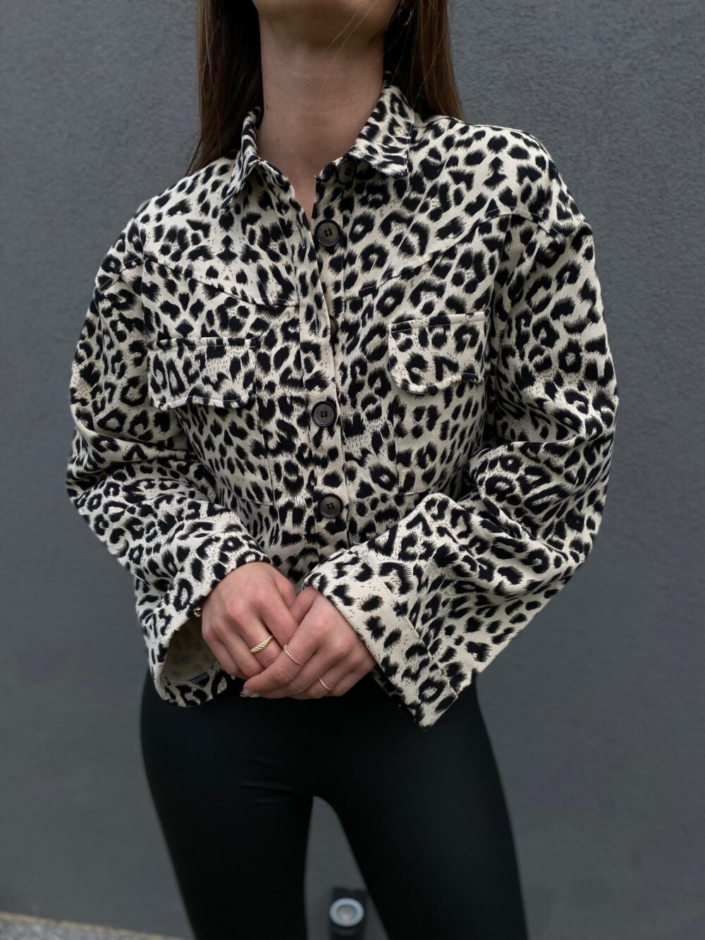 LEOPAR DESENLİ CROP CEKET