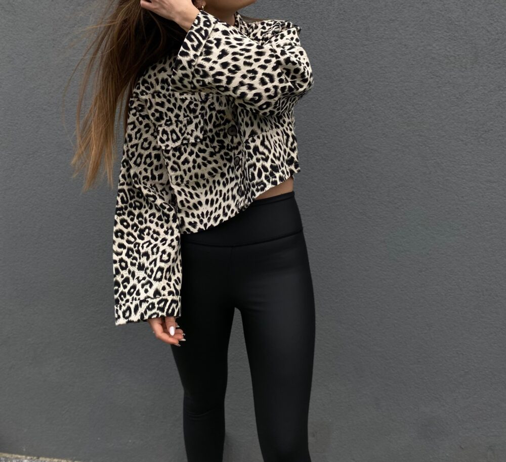 LEOPAR DESENLİ CROP CEKET - Görsel 3