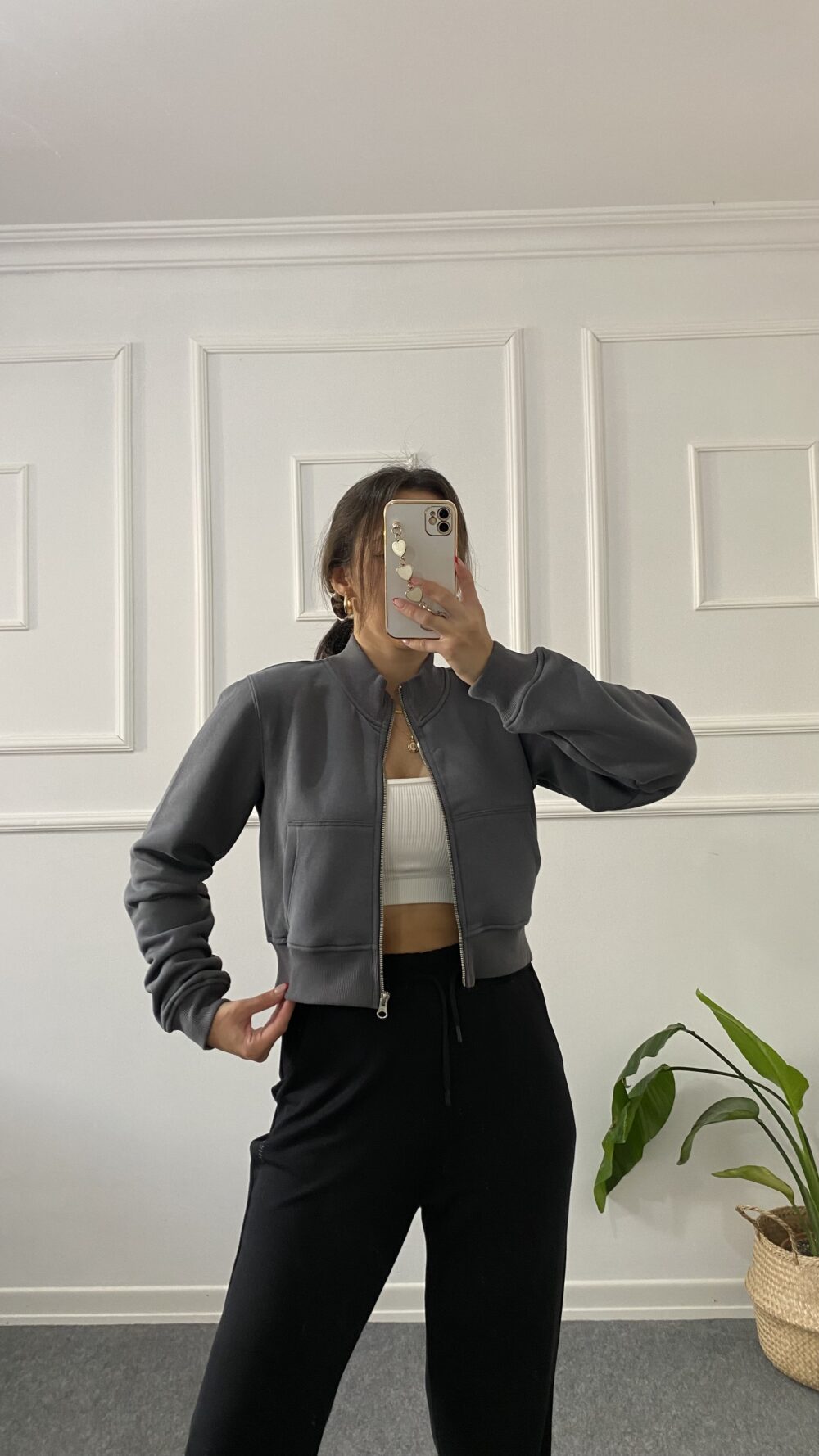 Hm Crop Hırka Füme - Görsel 2