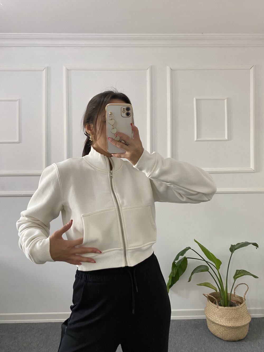 Hm Crop Hırka Beyaz