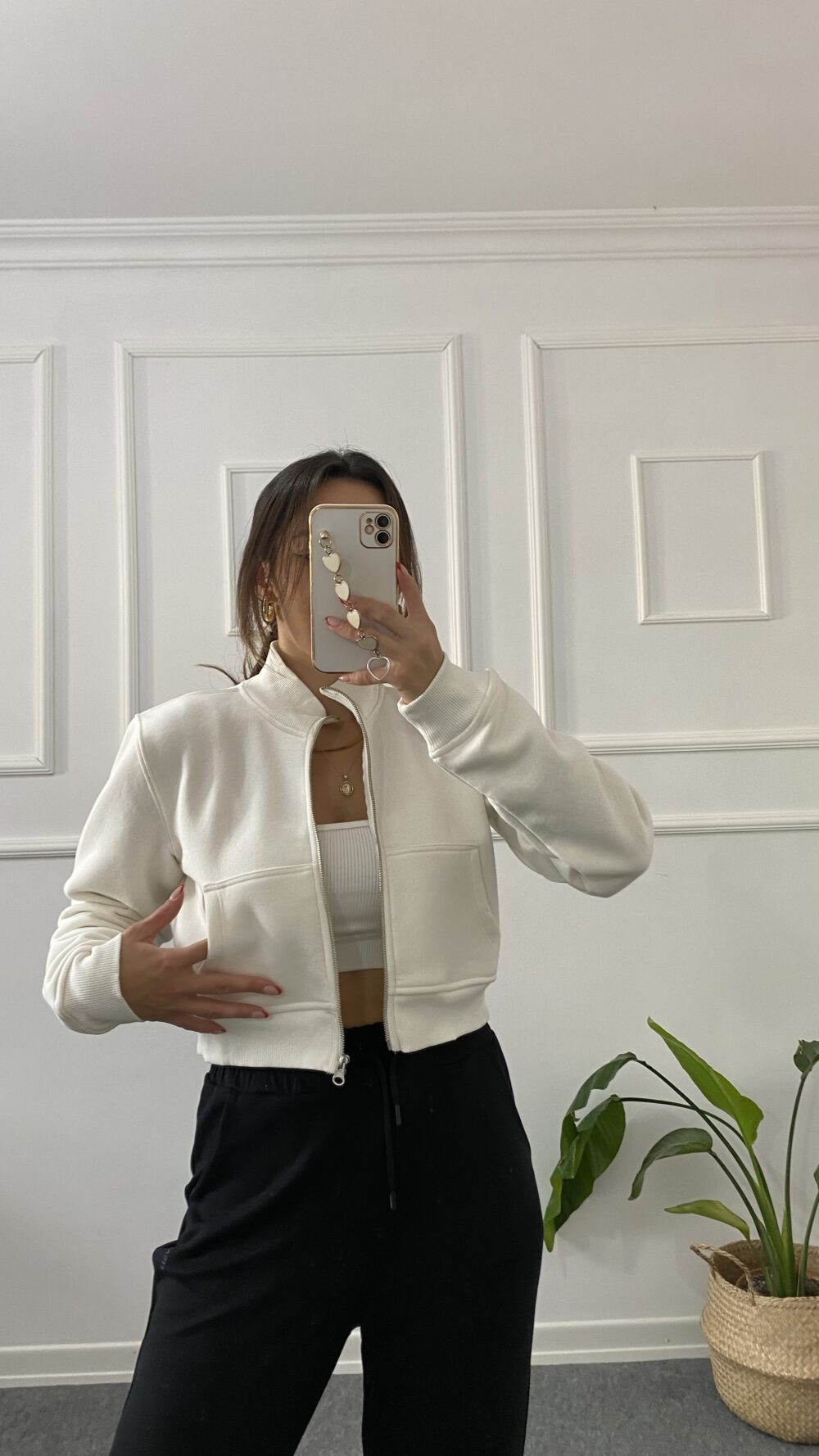 Hm Crop Hırka Beyaz - Görsel 2