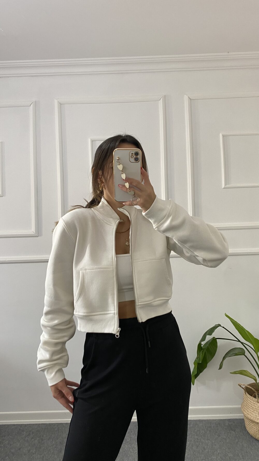 Hm Crop Hırka Beyaz - Görsel 3
