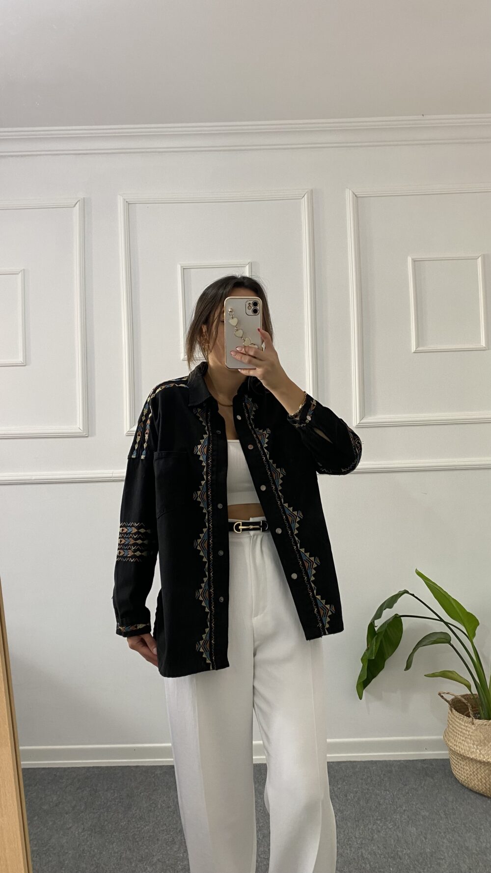 Siyah Nakışlı Gabardin Ceket - Görsel 2
