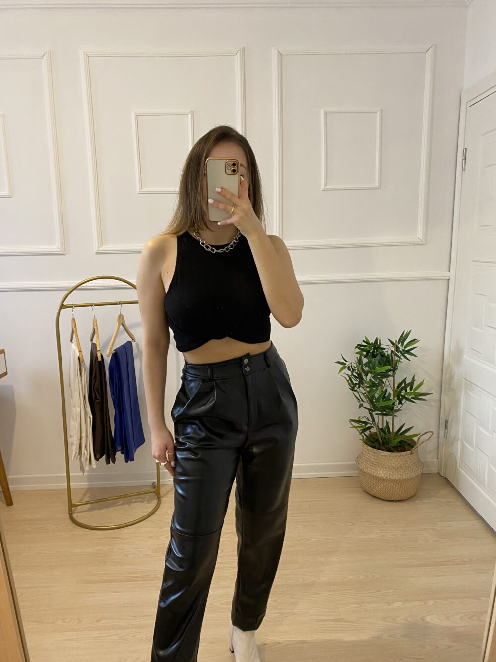 PAÇASI ÇIT ÇITLI DERİ JOGGER PANTOLON SİYAH - Görsel 2