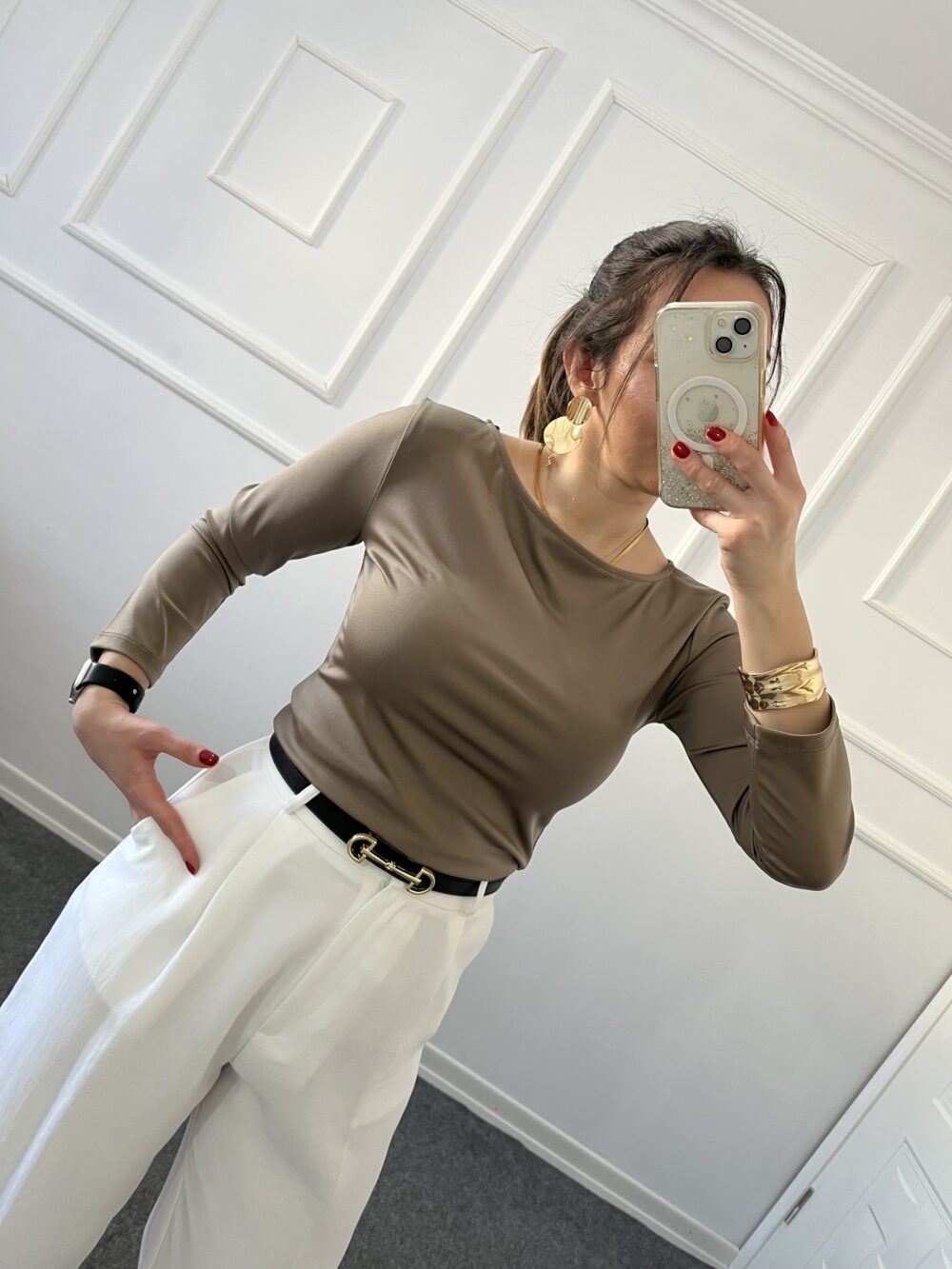 Marka Model Kayık Yaka Vizon Bluz