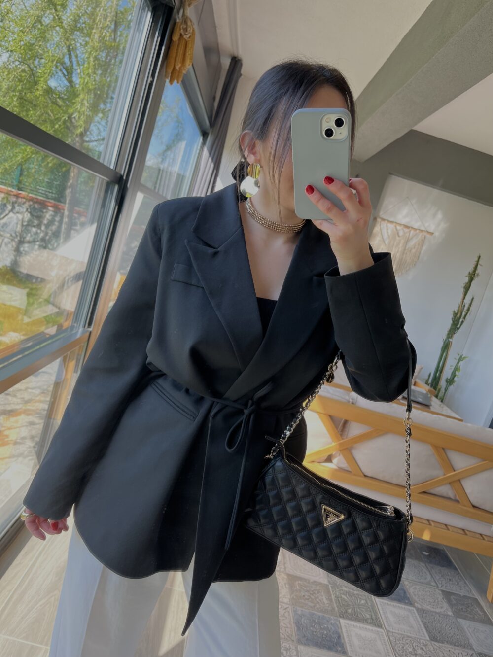 SİYAH İP BAĞLAMALI BLAZER CEKET - Görsel 6