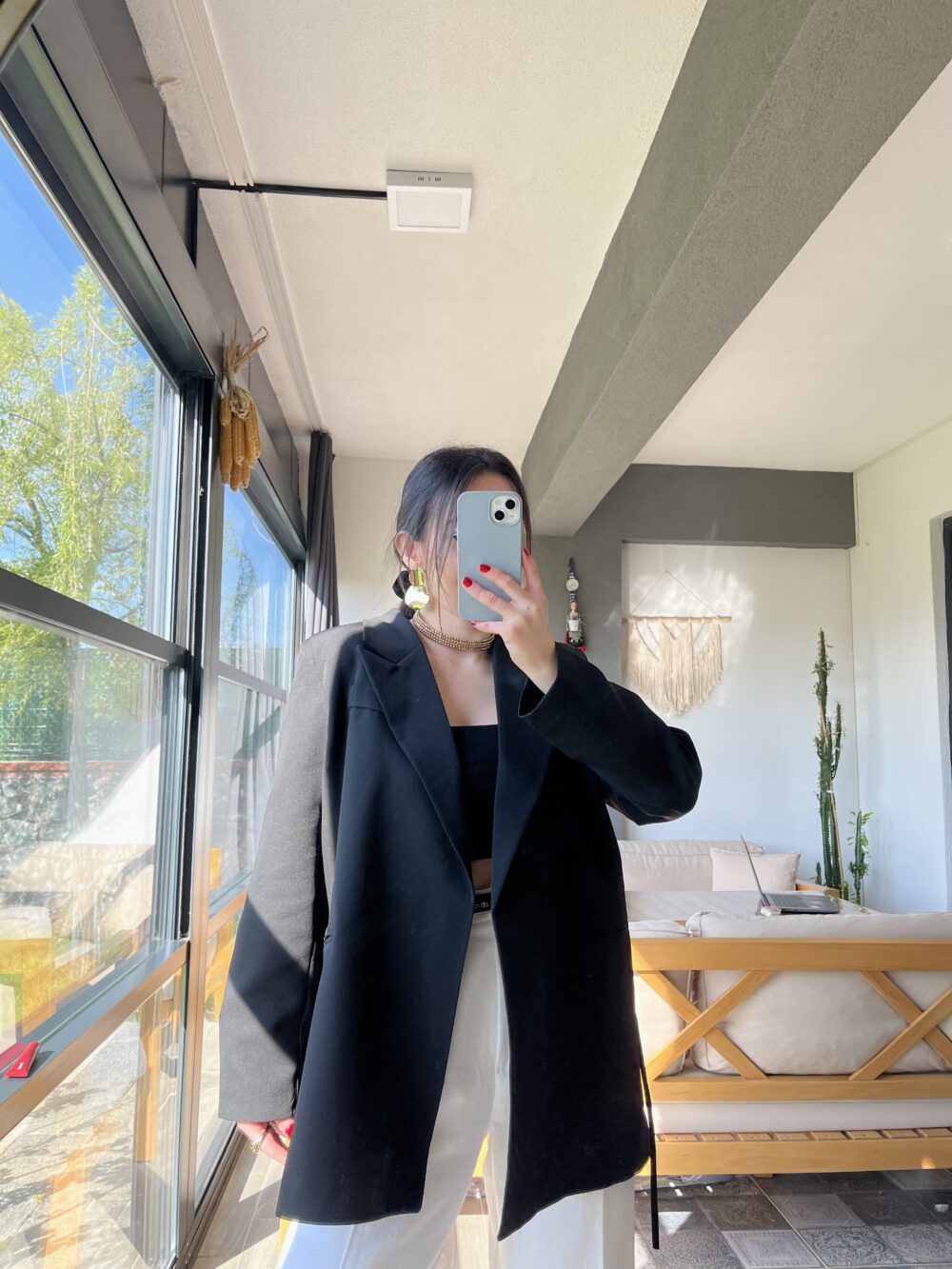 SİYAH İP BAĞLAMALI BLAZER CEKET - Görsel 2
