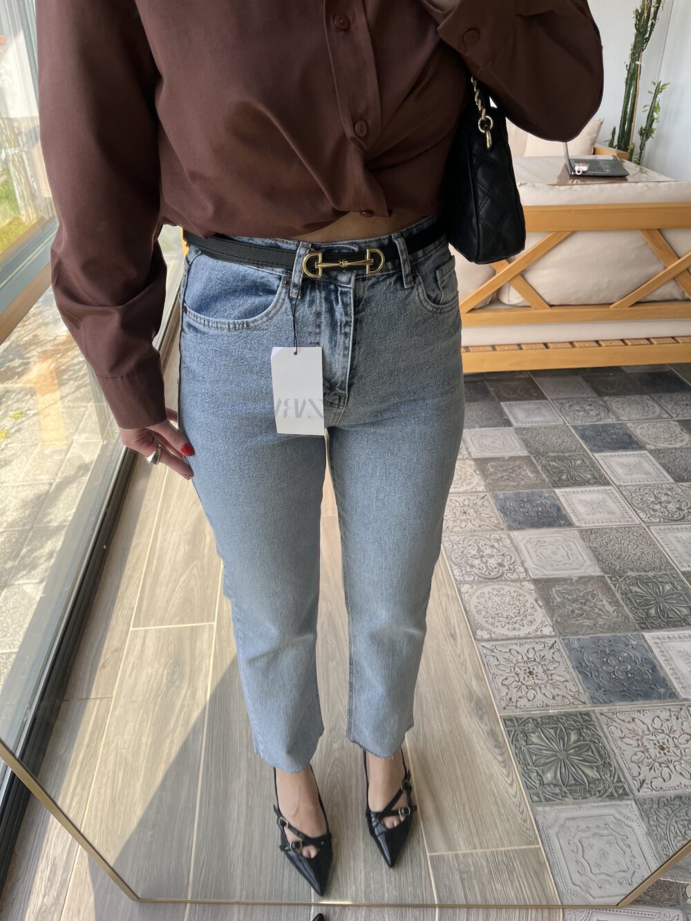 Boyfit Kesik Paça Buz Mavi Jean - Görsel 2