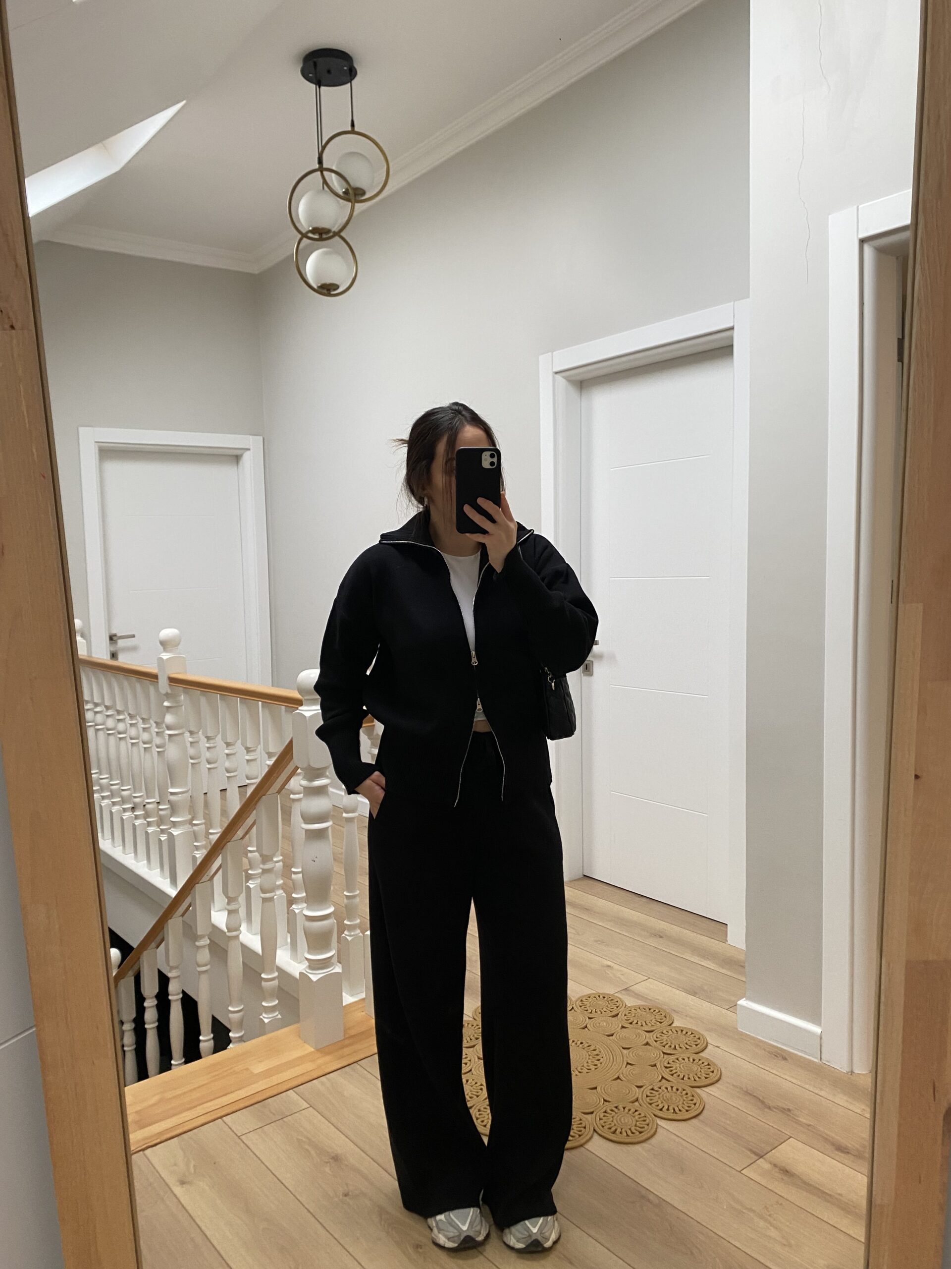 Çift Fermuarlı Triko Takım Siyah - Görsel 3